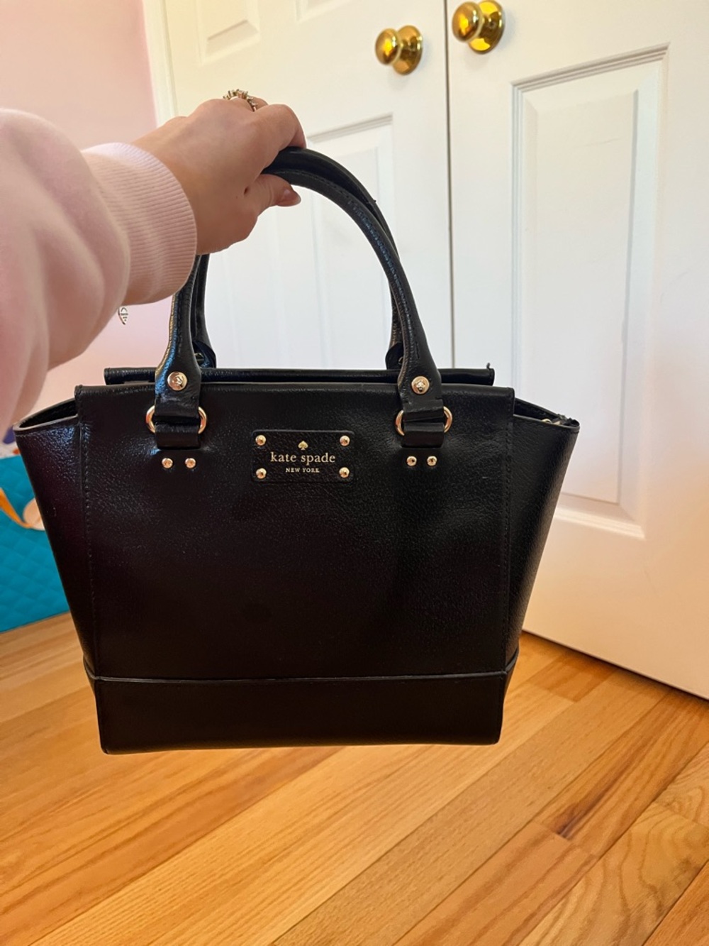 kate spade Black Leather Structured Top-Handle Satchel - Picture 2 of 6